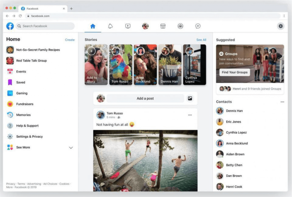Facebook new design Forbes